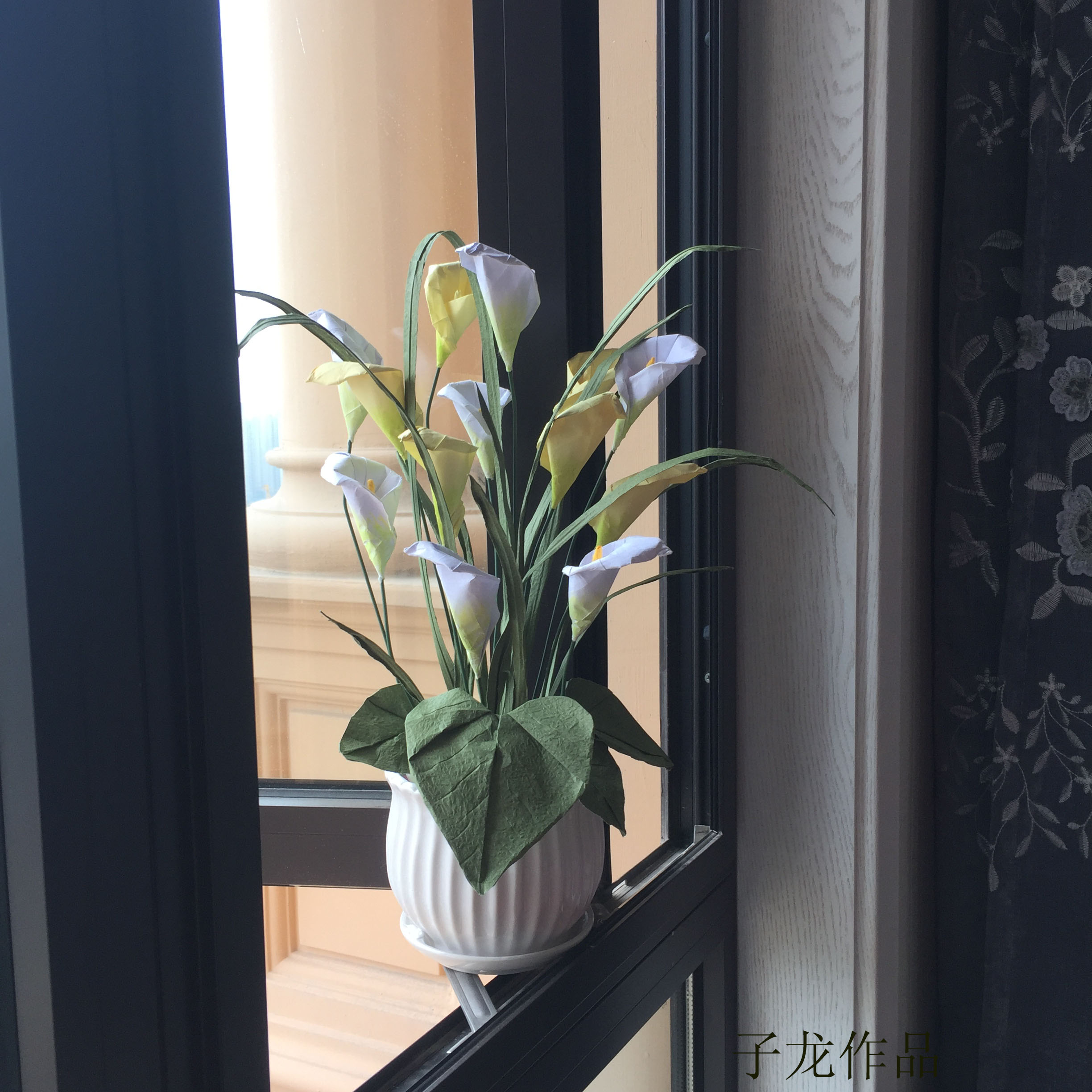 折纸马蹄莲花步骤,清明折纸白色马蹄莲花