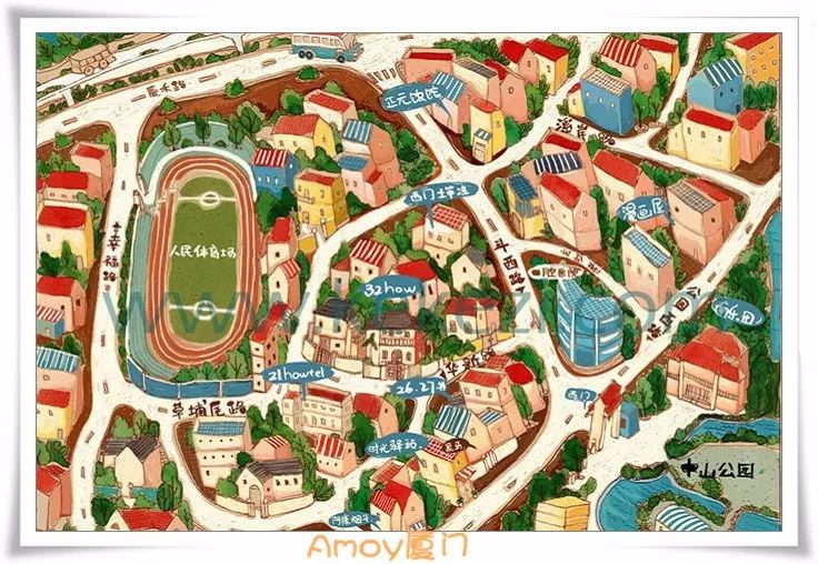 厦门旅游地图手绘简图,厦门集美手绘地图