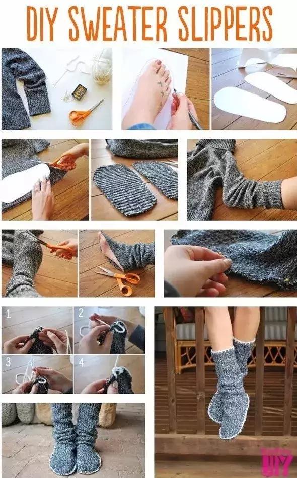 旧物利用变废为宝拖鞋,废旧衣服做一双拖鞋