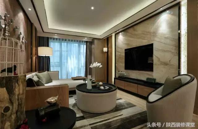 中式无主灯客厅吊顶效果图,80平客厅法式吊顶