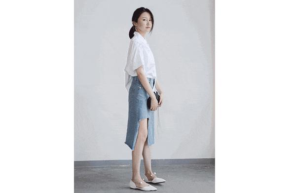 显瘦不规则长半裙,不对称半裙穿搭