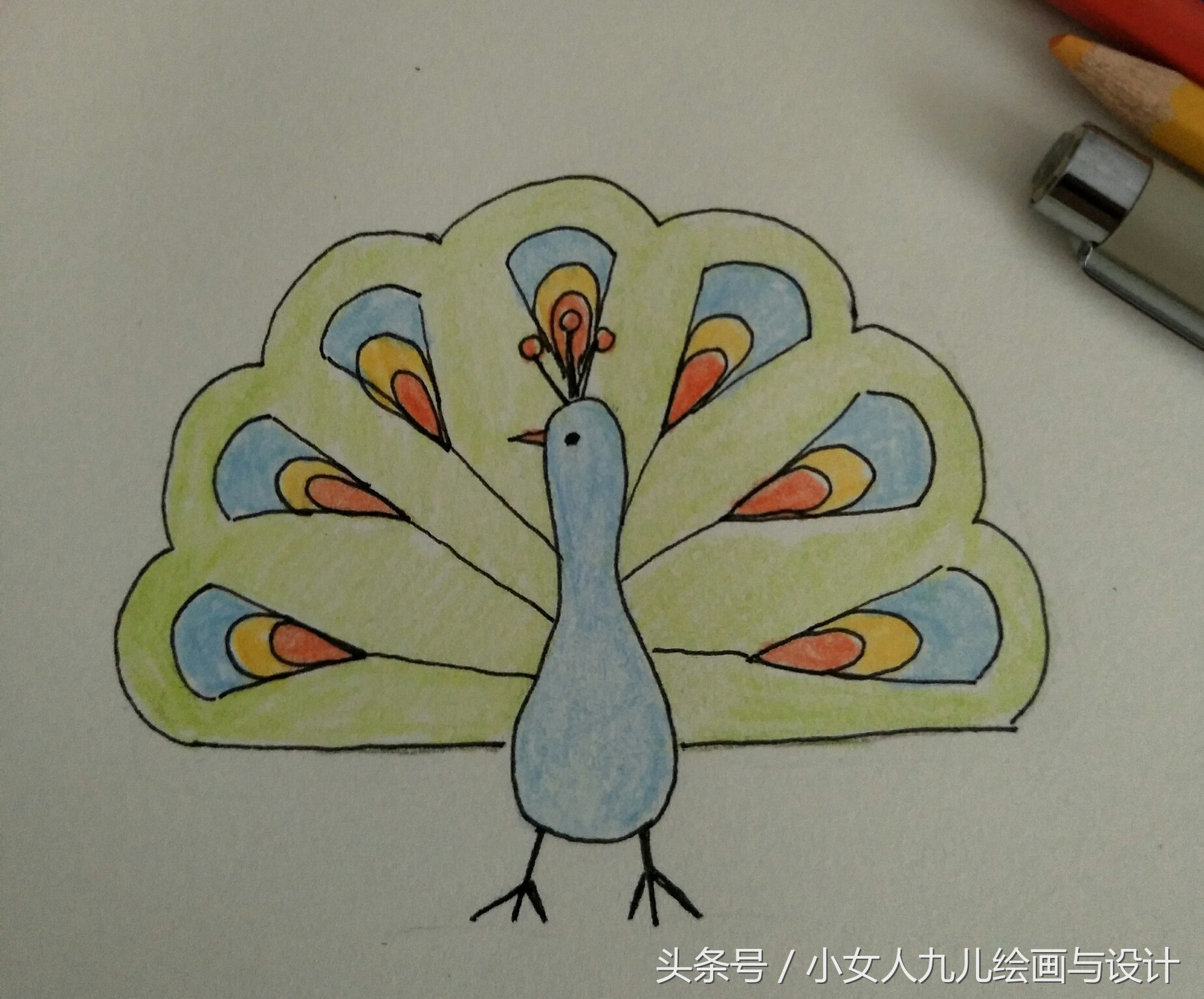如何用手画孔雀简笔画,简笔画孔雀十二种画法