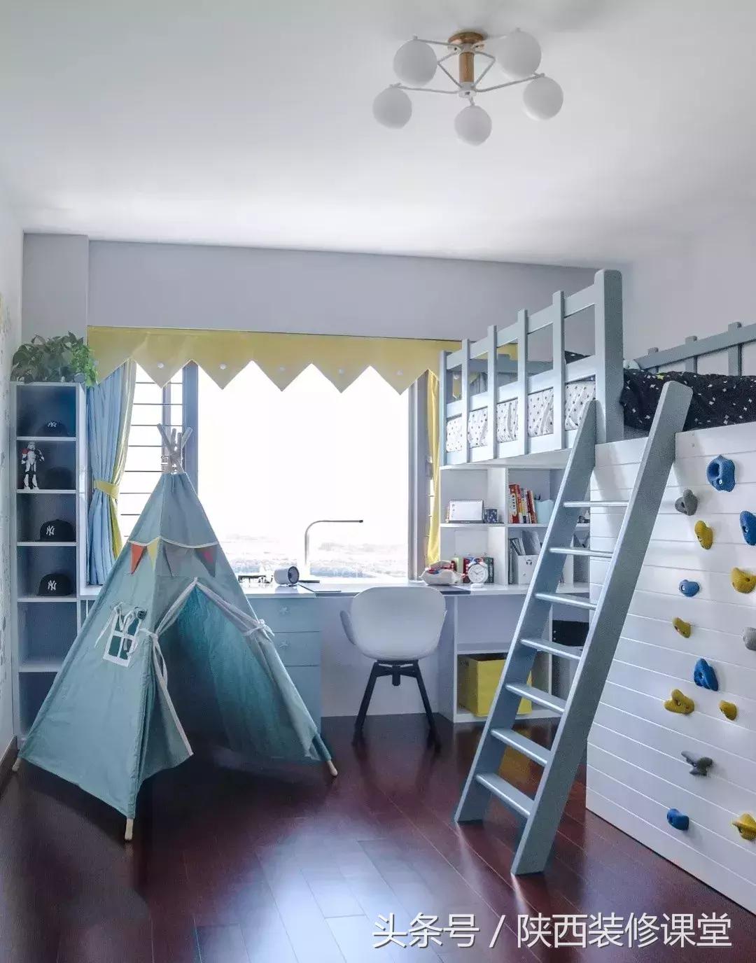 儿童房上床下桌一体效果图,30平小户型上床下桌