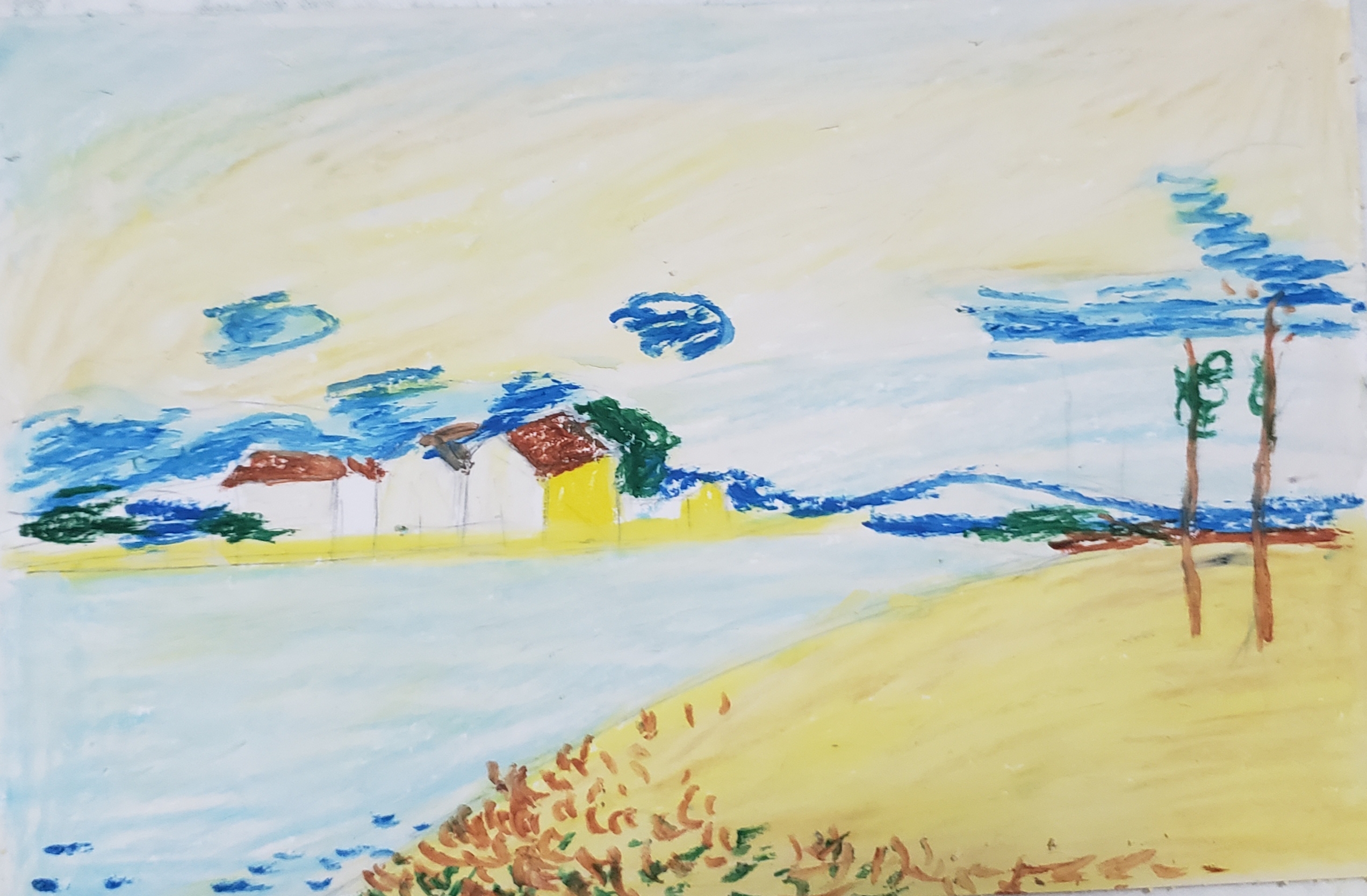 Day9油画棒教程—《塞纳河边的村庄》