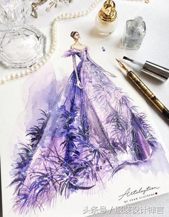 时装手绘|用指甲油画出高定时装的新加坡女插画师ChanClayrene