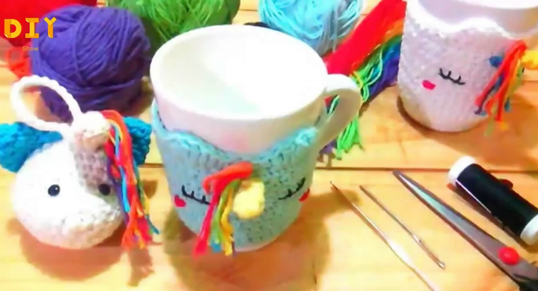 独角兽保温杯套,儿童卡通杯套钩织教程