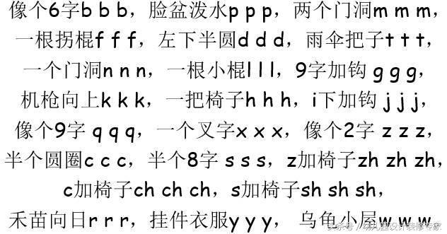 幼升小声母韵母口诀,幼升小拼音声母韵母表