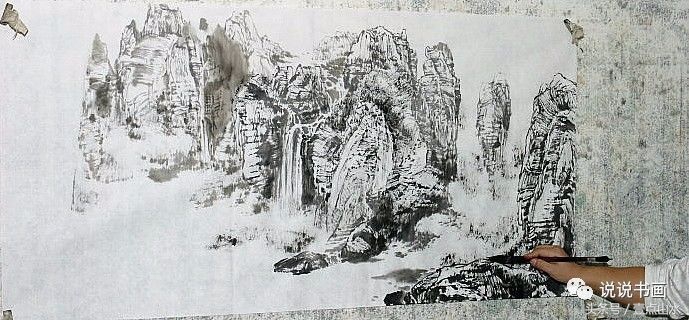 一整幅山水画画法教学a4纸,泼墨山水画技法竖幅