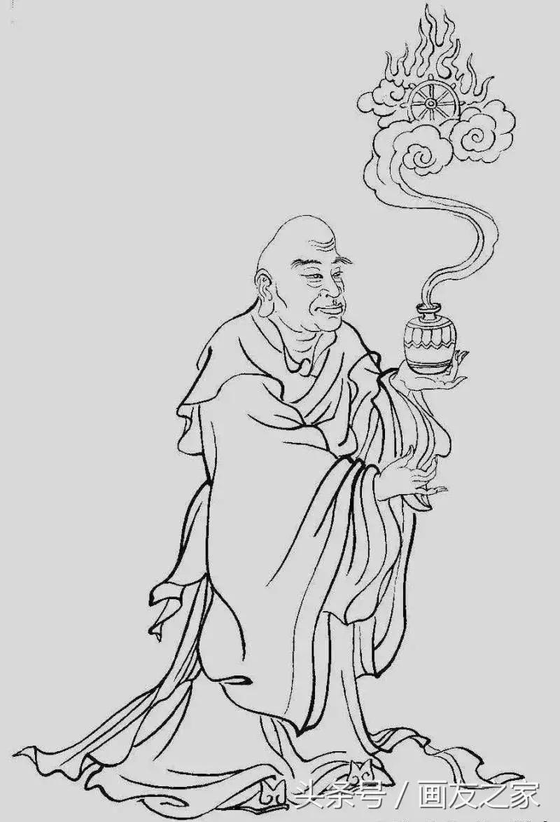 工笔画底稿十八罗汉图,工笔画罗汉图小作品