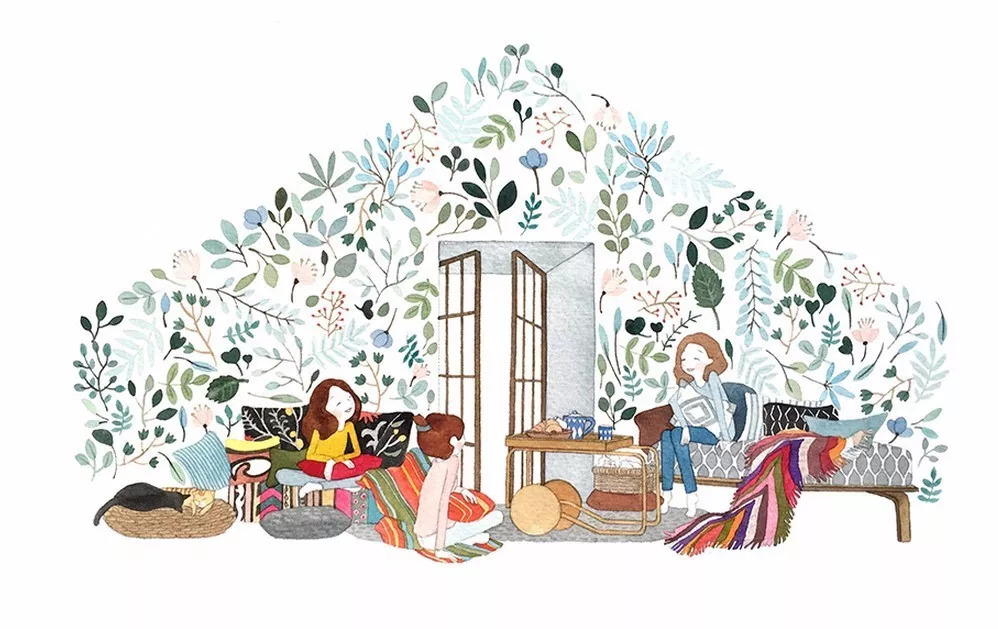 手绘妈妈和女儿的日常生活，温暖而感人