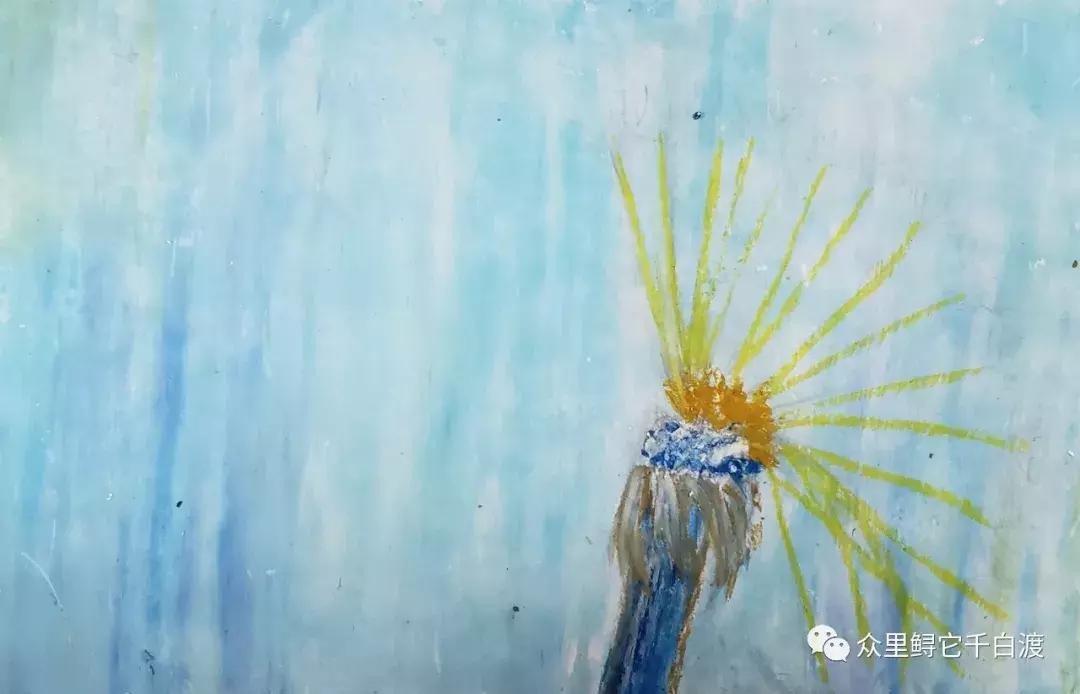 油画棒绘画入门零基础蒲公英,油画棒肌理蒲公英