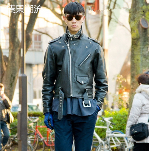 男生冬季潮流皮衣整套搭配,潮流男皮衣外套搭配