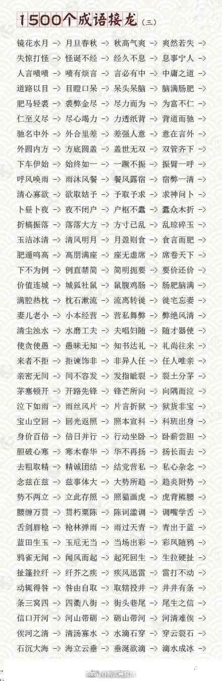 儿童必背成语接龙大全带拼音,小学生必背成语接龙建议收藏打印
