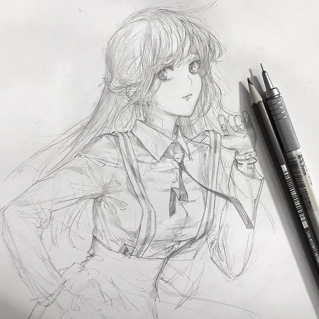 铅笔画动漫人物插画高难度,手绘铅笔画人物动漫古风