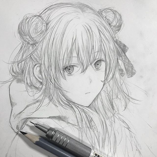 铅笔画动漫人物插画高难度,手绘铅笔画人物动漫古风