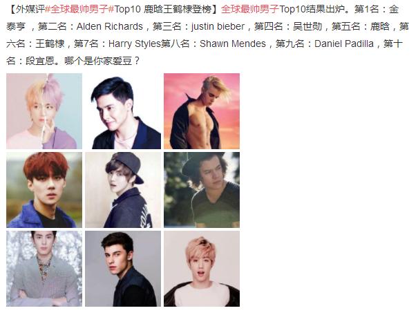 全球公认十大最帅男子,外媒评全球最帅男子top10