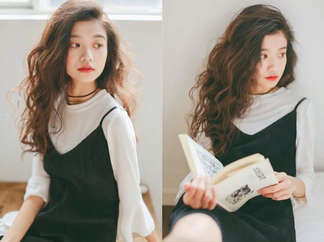 烫发中长卷发复古港风,中长卷发烫发发型