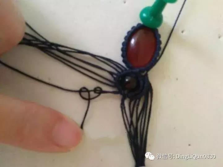 绳编宝石吊坠教程,石头吊坠穿珠子编绳教程
