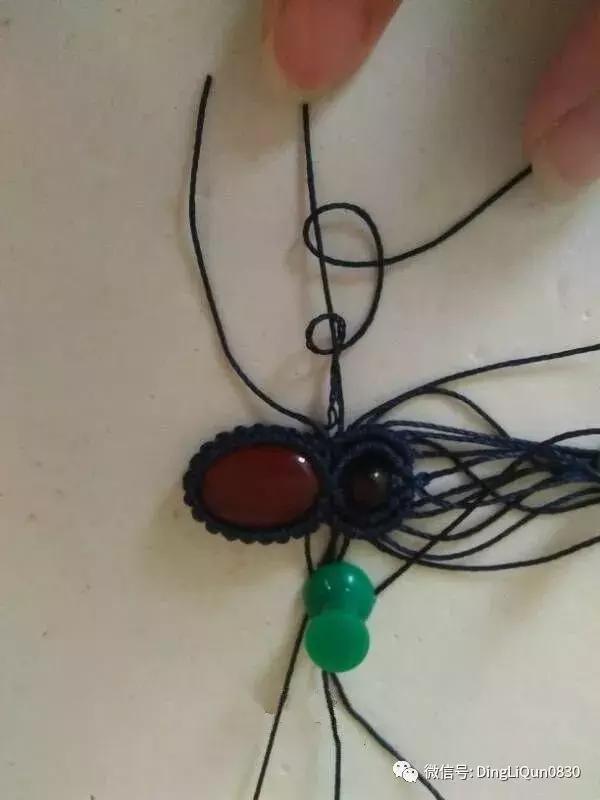 绳编宝石吊坠教程,石头吊坠穿珠子编绳教程