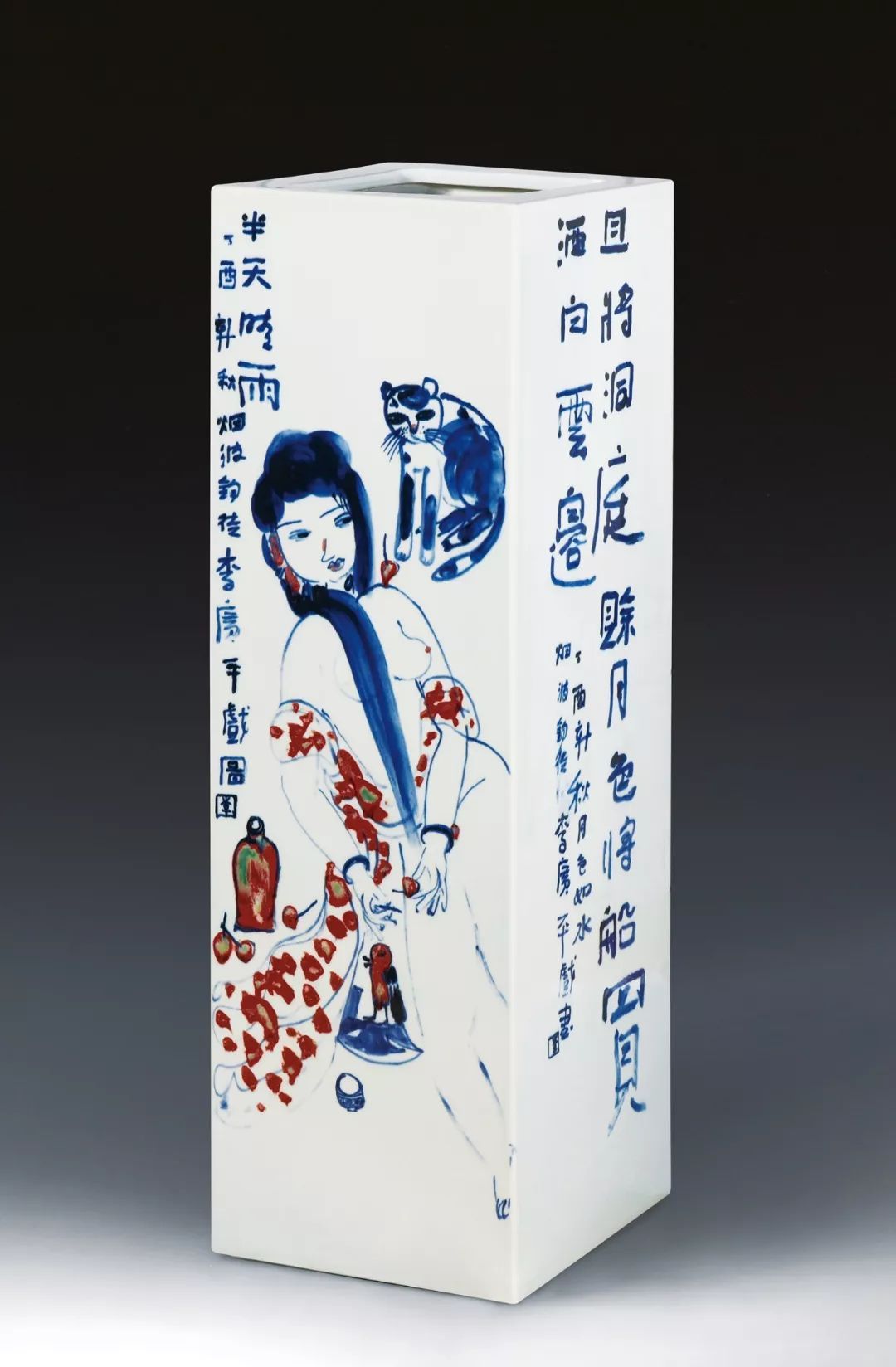 古涧一枝梅,梅兰竹菊手绘釉上彩瓷板画