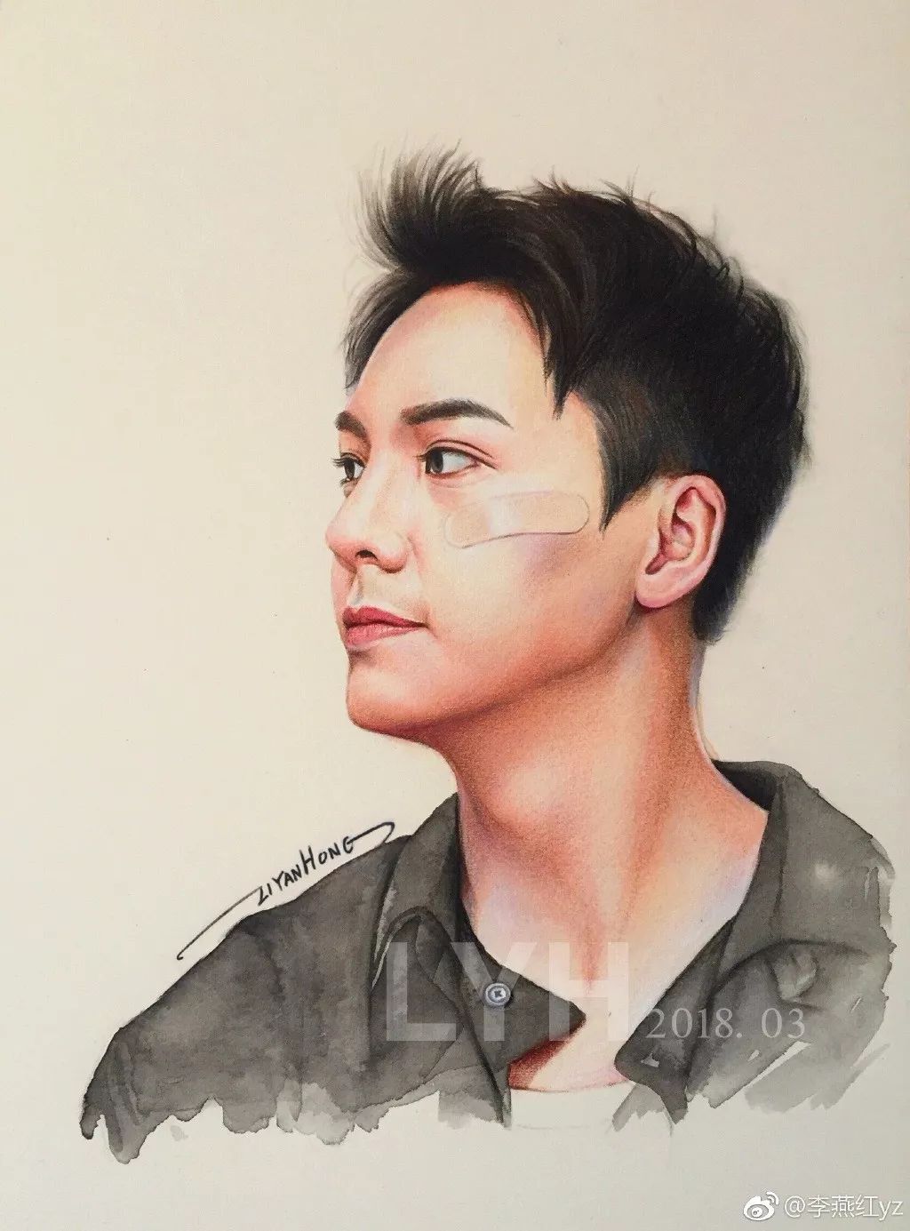 蔡徐坤的蓝玫瑰彩铅简笔画,彩铅画蔡徐坤蓝玫瑰