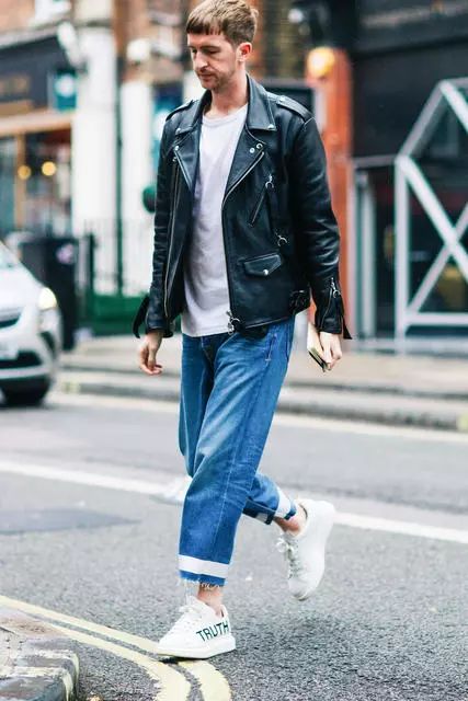 衬衫皮衣混搭男士,男士冬日高级又时髦的皮衣穿搭