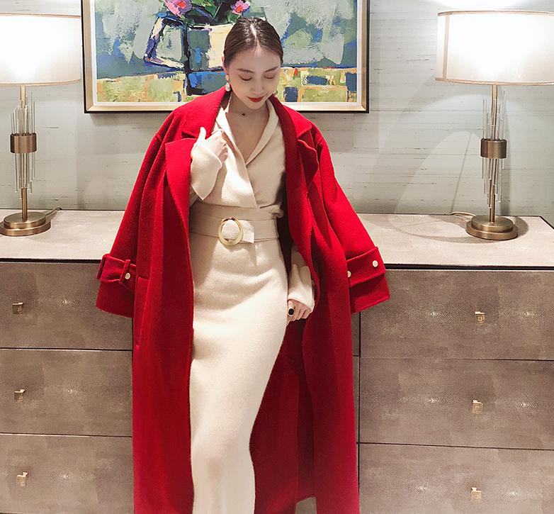 秋冬红色羊绒大衣女,红色大衣推荐秋冬