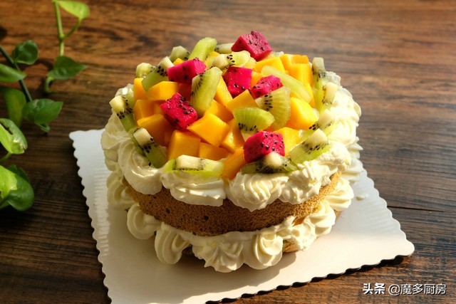 不加蛋糕胚的水果奶油蛋糕做法,8寸戚风奶油蛋糕做法不塌陷