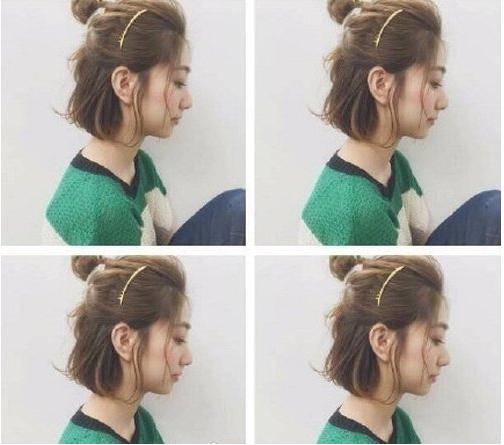 短发利落无刘海扎发,短发尴尬期半扎发