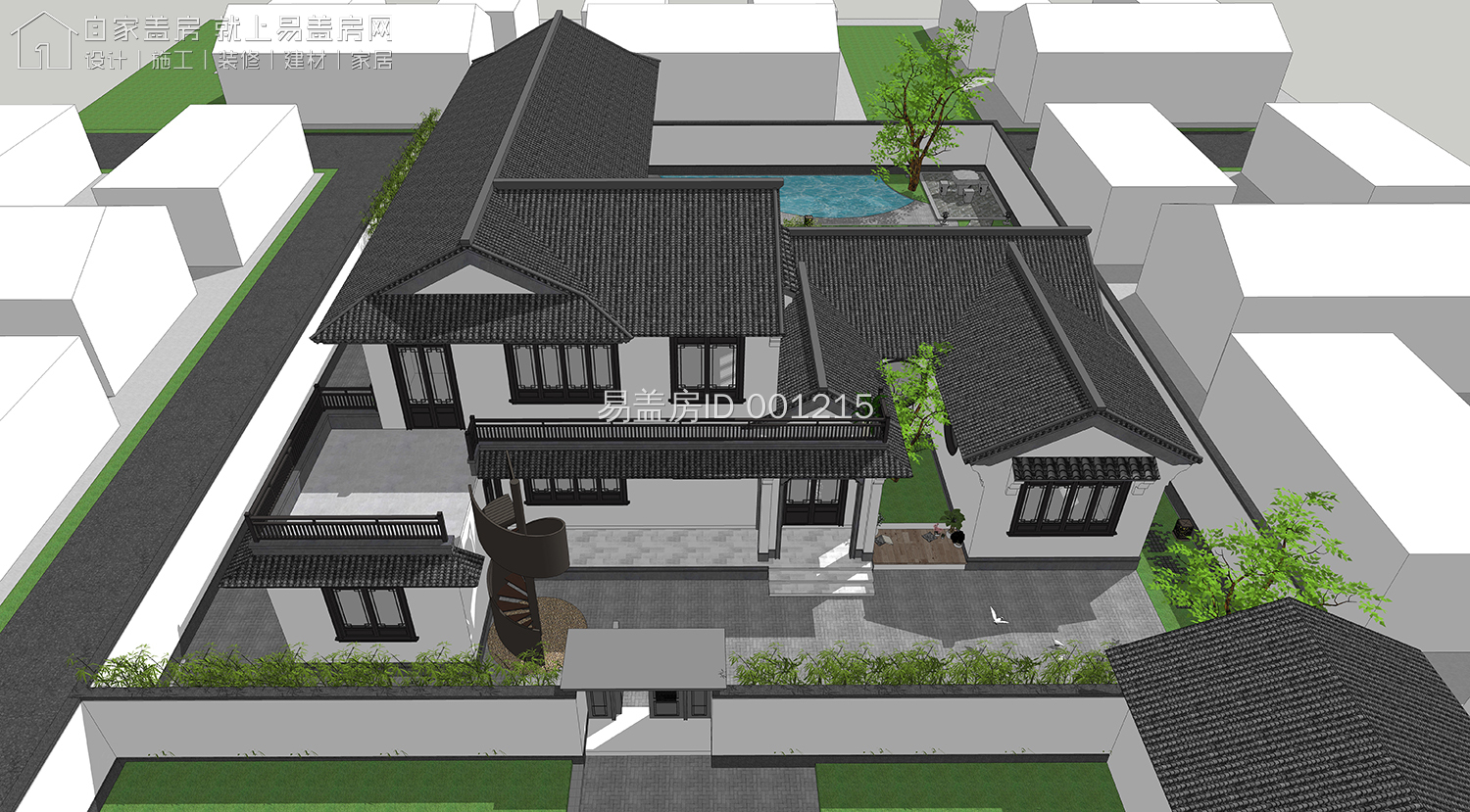 带地下室的二层农村小院别墅,简单大气带庭院的二层乡下房屋