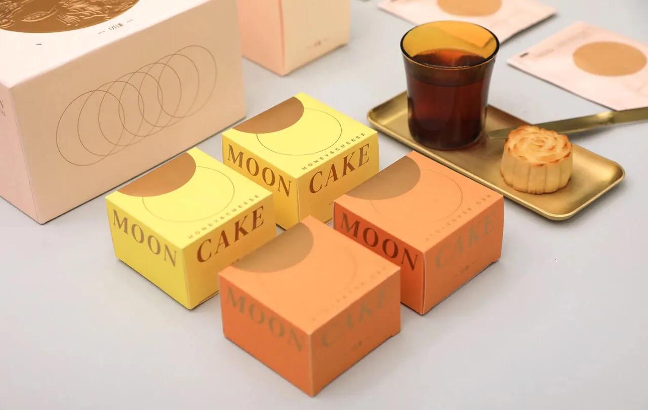 月饼礼盒港风包装设计图,白银月饼瓦楞纸礼盒包装设计