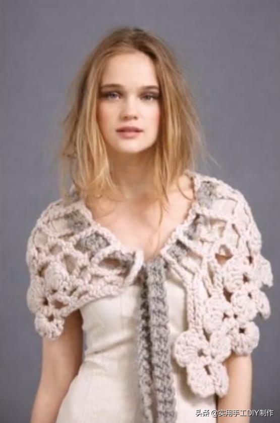 新款针织秋冬宽松披肩怎么织,针织中长款披肩