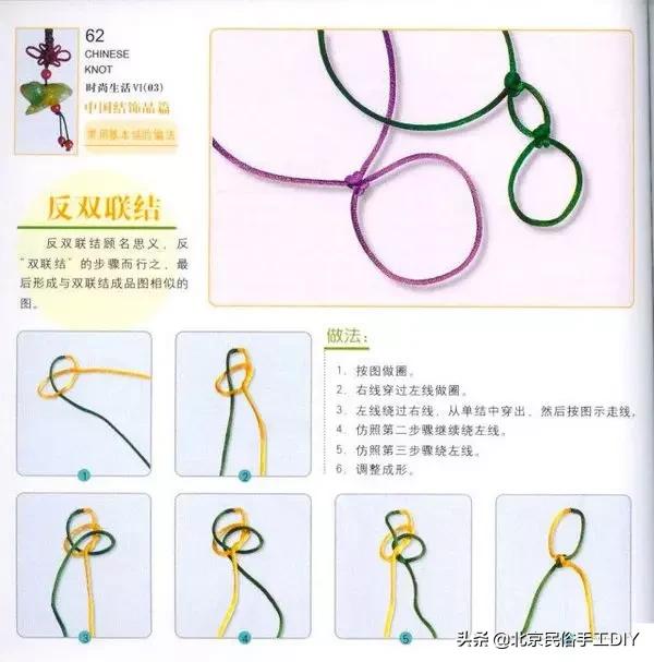 桃花结手链的完整编法背面,玉米结手链中间加珠子的编法
