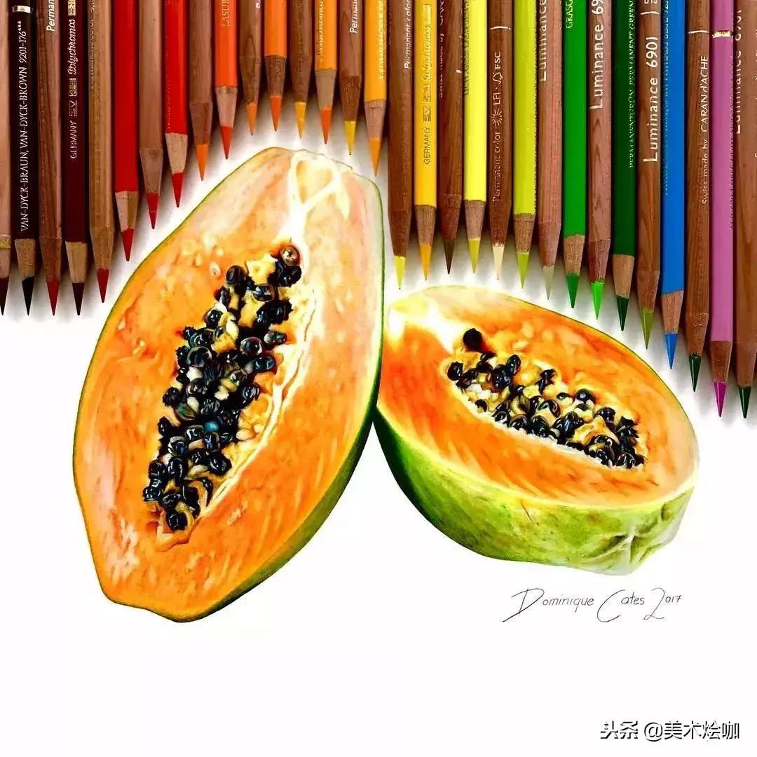 彩铅画教程超写实零基础入门,超写实彩铅画高清大图水果组合