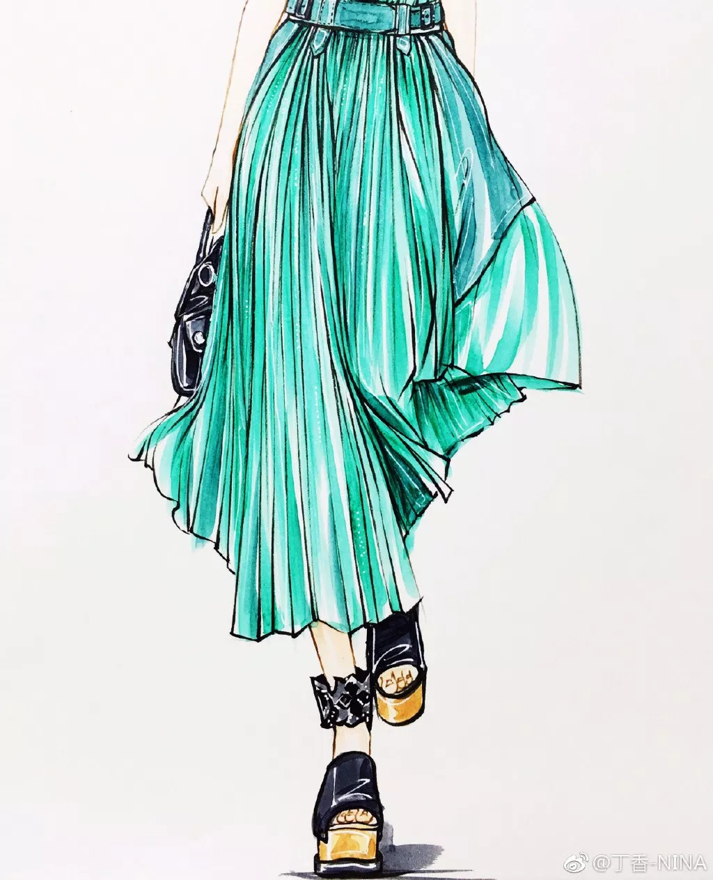 礼服怎么画好看仙气用彩铅,马克笔和彩铅裙子上色教程