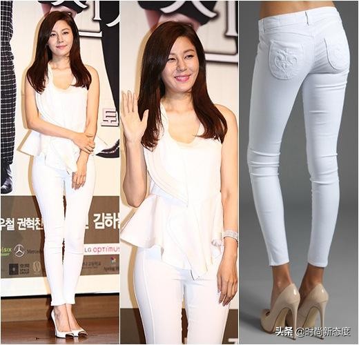 宋佳白色裤子穿搭,宋佳牛仔裤穿搭图