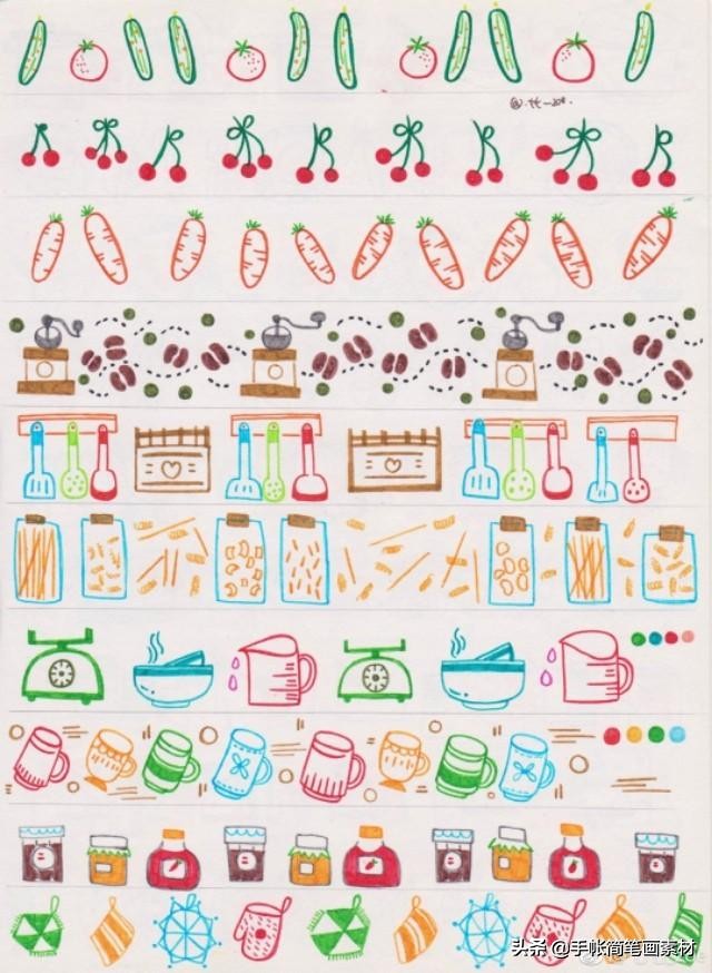 手绘山边框简笔画,大树边框简笔画手绘