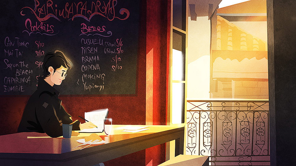 两个人的旅行,两个人的插画