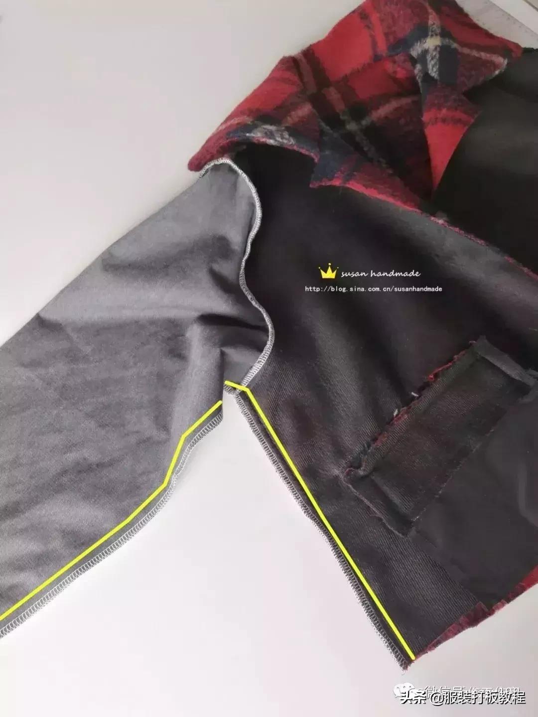 pu拼接呢外套,呢子拼接短款裁剪视频