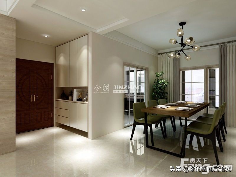 145平米房子中式装修风格,原木色和白色搭配的效果图小户型