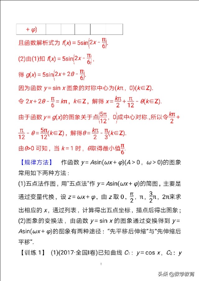 数学一轮复习23，函数y＝Asin,ωx＋φ的图象与性质