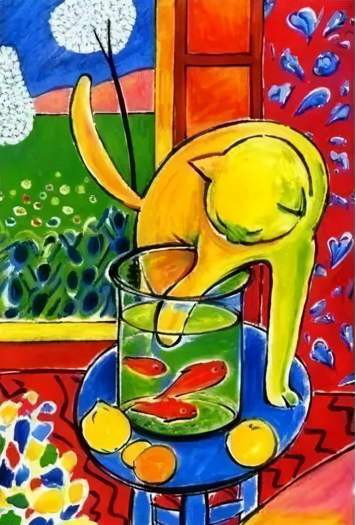 学习大师绘画|玩鱼的猫马蒂斯野兽派创始人