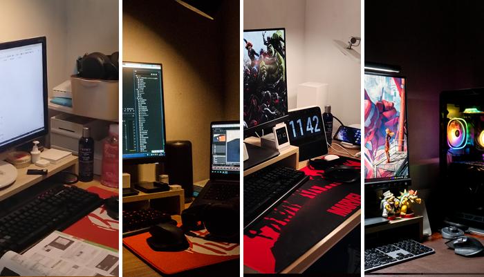 游戏宅的电脑桌面,游戏头戴式耳机rog棱镜s