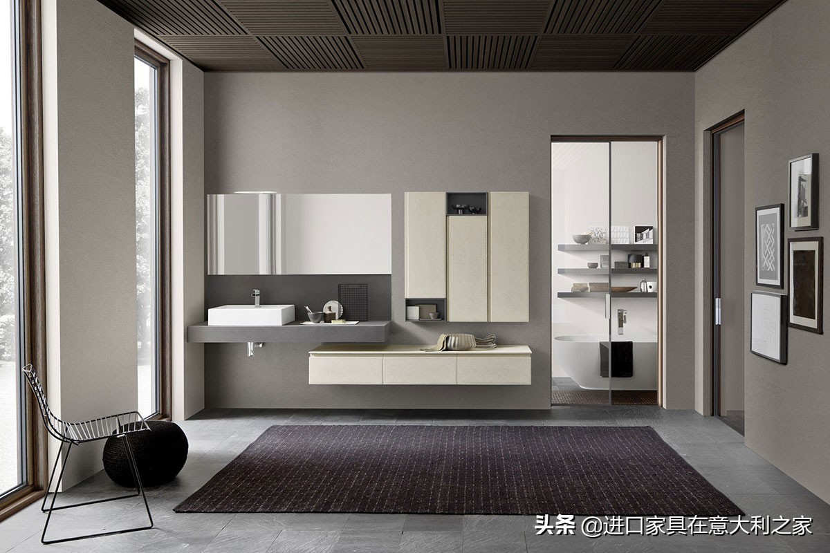 陶瓷一体盆浴室柜北欧三面墙,浴室柜北欧风格选什么颜色好看