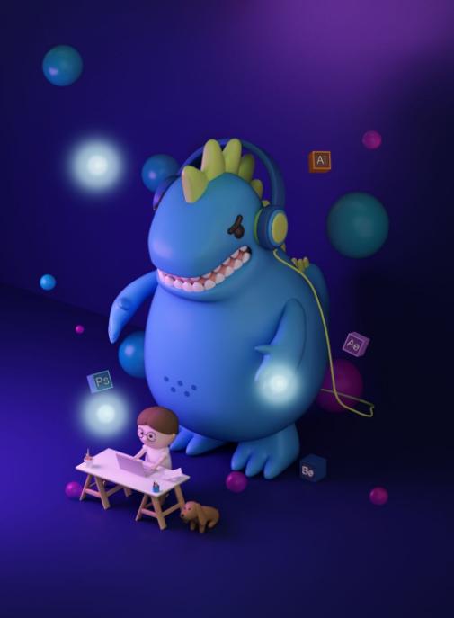 当插画师学会C4D简直太无敌啦！全套C4D角色动画教程+素材免费领