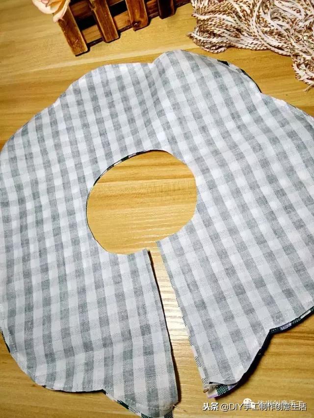 手工diy儿童厨房围兜,手工制作口水兜圆形