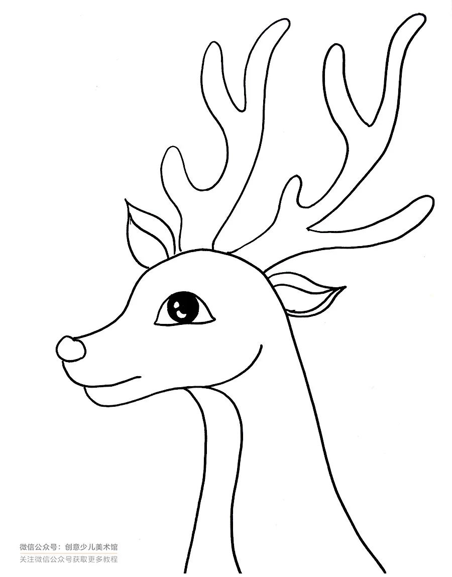 圣诞麋鹿拉车儿童画,以麋鹿为主题的儿童画