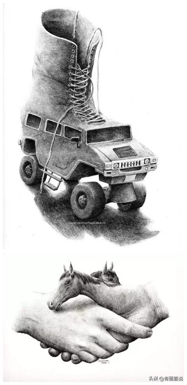 创意素描图片临摹大全4k,零基础简单素描画临摹