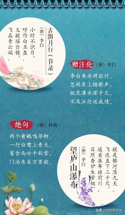 人民日报推荐：64首经典易懂古诗词，脍炙人口，流传千年