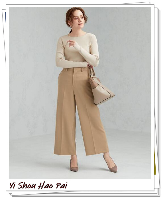 米色裤子的穿搭,米色的牛仔裤轻熟